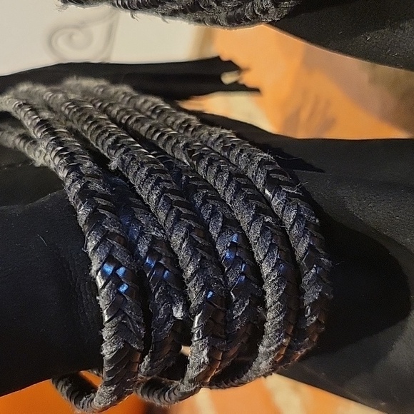 BCBGeneration open toe fringe black 3 1/2 in heel ankle boots with braid details - Picture 6 of 8